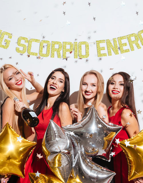 Load image into Gallery viewer, Zatain Big Scorpio Energy Banner Gold Horoscope Astrology Party Decor
