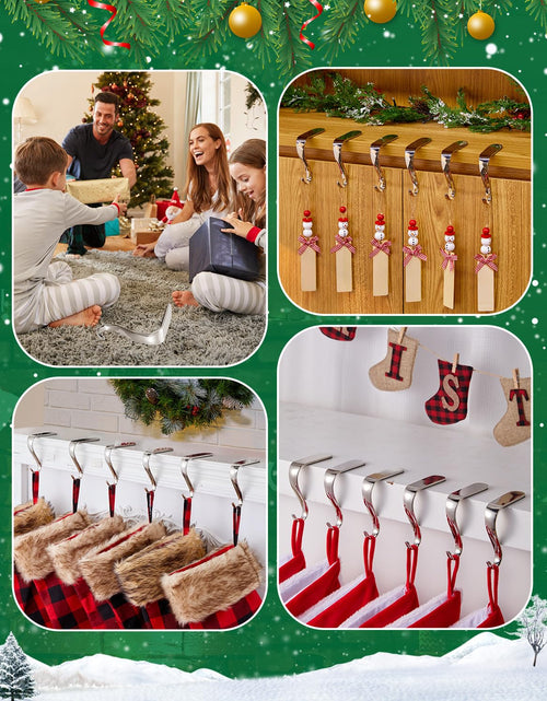 Load image into Gallery viewer, Minetom Christmas Stocking Holders Set of 6 Metal Mantle Hooks Silver
