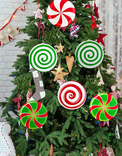 Load image into Gallery viewer, Generic Gingerbread Christmas Wooden Ornaments Large Red White Peppermint
