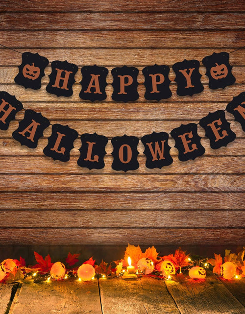 Load image into Gallery viewer, ERKOON Happy Halloween Banner Bunting Pumpkin Sign Wall Decor Party

