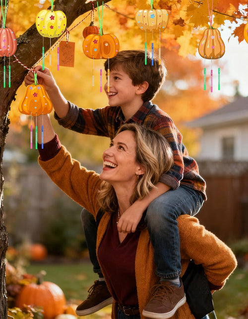 Load image into Gallery viewer, SRIZIAN Pumpkin Wind Chimes Kit DIY Wood Crafts Kids Autumn Party 8 Pack
