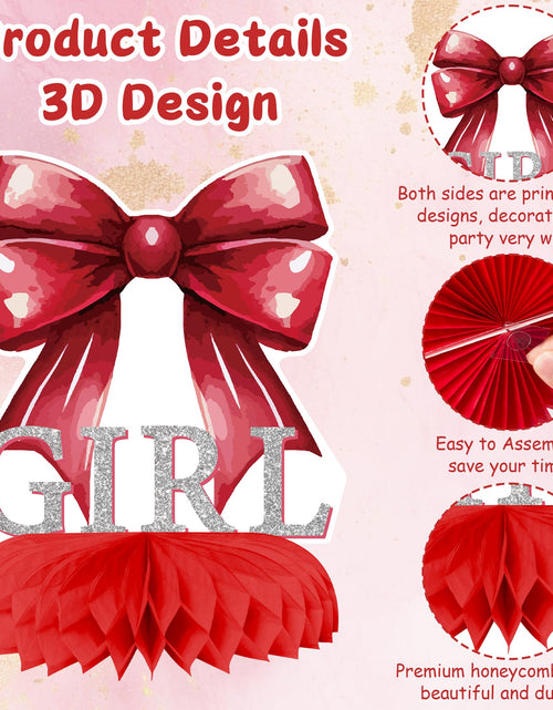 Load image into Gallery viewer, ArowlWesh Red Bow Baby Shower Honeycomb Centerpiece Table Decoration
