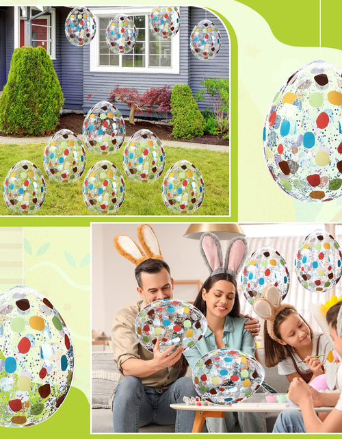 Load image into Gallery viewer, Jetec 12 Pcs Inflatable Easter Eggs 16in Large Glitter PVC Decorations Silver
