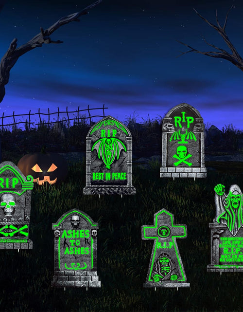 Load image into Gallery viewer, CiniQy Halloween Tombstones 6 Pack Light Up 16.5x11.5" Waterproof Outdoor Decor
