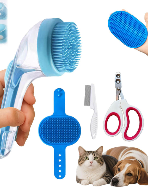 Load image into Gallery viewer, Yutaohui 4-in-1 Pet Bath Brush Kit with Comb Clipper for Dogs Cats
