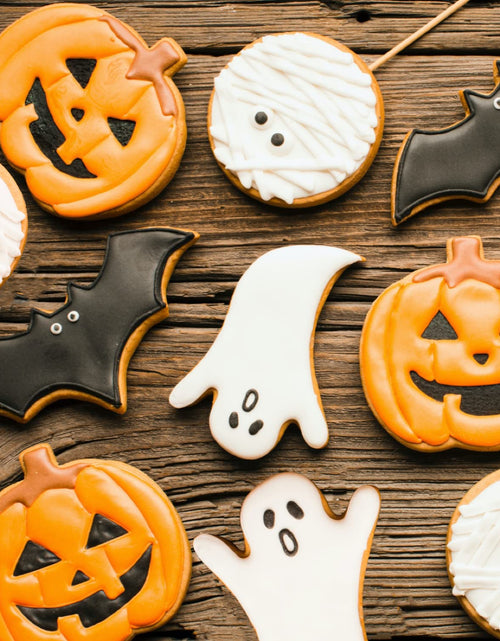 Load image into Gallery viewer, JOB JOL Halloween Cookie Cutters 4 PCS Ghost Pumpkin Bat Skull 3.5-4.5"
