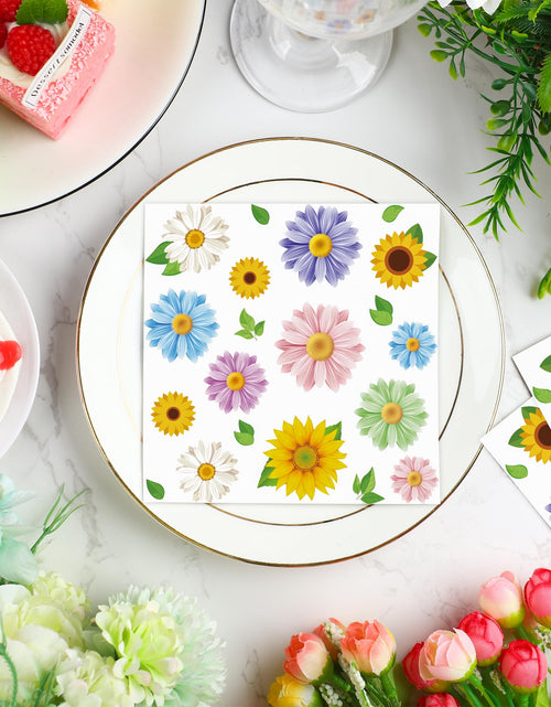 Load image into Gallery viewer, Maniaacer 100 PCS Spring Floral Cocktail Napkins 3-Ply Colorful Paper
