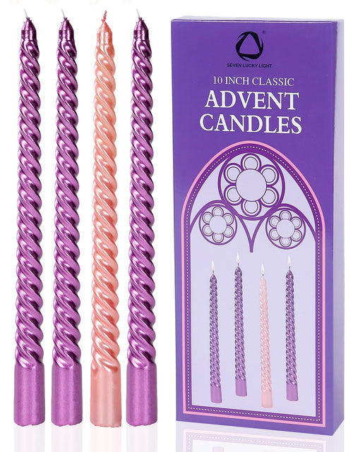 Load image into Gallery viewer, SEVEN LUCKY LIGHT 10in Advent Candles Set of 4 Dripless White Wax
