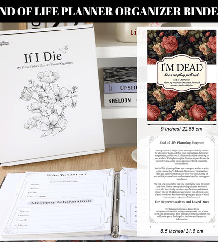 gisgfim I'm Dead Now What End of Life Planner Organizer Binder 8.5x11 Flower