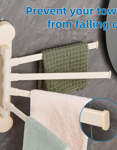 Load image into Gallery viewer, Zynuhmo 4-Arm Swivel Towel Rack 13.78in White Adjustable Suction Cup
