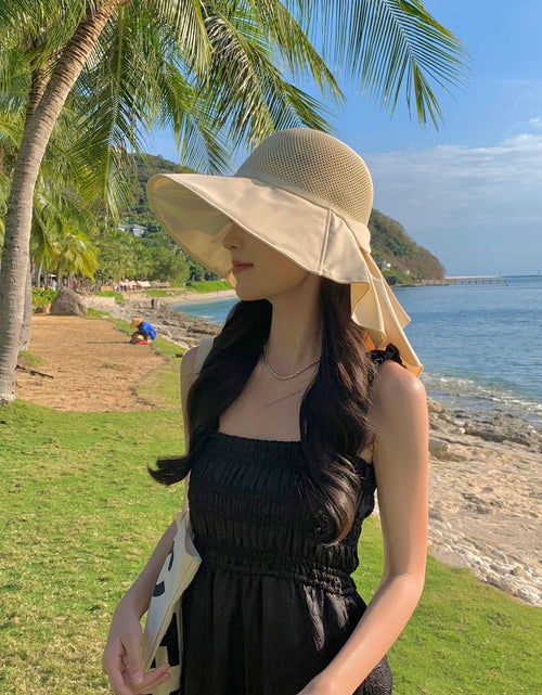 Load image into Gallery viewer, CAOCEFA Womens UPF50 Mesh Sun Hat Wide Brim Neck Flap Off White
