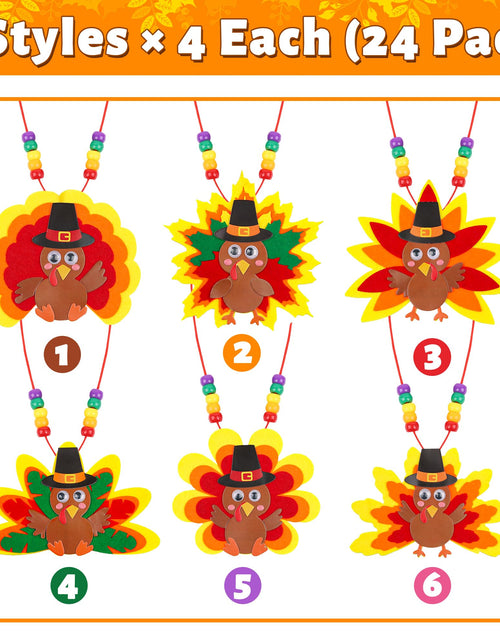 Load image into Gallery viewer, Huyamap Thanksgiving Turkey Necklace Craft Kits 24 Pack Colorful Style 1
