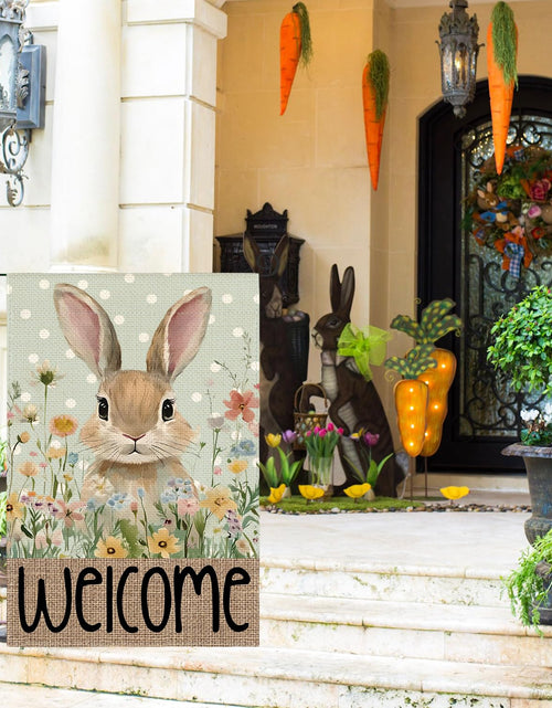 Load image into Gallery viewer, AVOIN colorlife Easter Bunny Garden Flag 12x18 Inch Blue Double Sided
