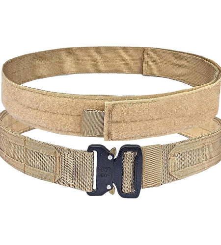 YouchingWld Belt V2 Adjustable Tactical Molle Belt Metal Buckle Khaki 36-46