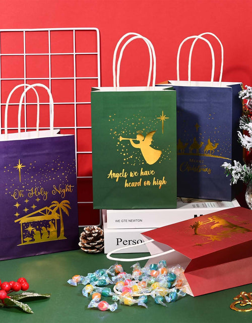 Load image into Gallery viewer, Bolsome 24Pcs Christmas Nativity Gift Bags Red Green Blue Gold Foil
