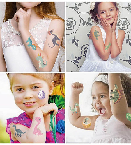 SBOBUY Dinosaur Temporary Tattoos 10 Sheets Blue Cartoon Kids Party Favors