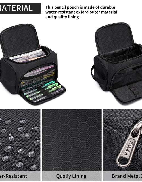 Load image into Gallery viewer, XQXA Large Capacity Pencil Case Organizer Multifunctional Travel Pen Bag Black
