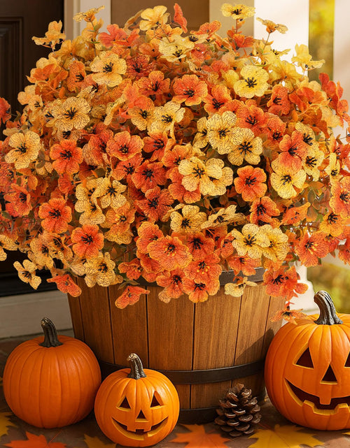 Load image into Gallery viewer, RICHMYC Artificial Fall Flowers 12 Bundles Orange Yellow Eucalyptus 13.8IN
