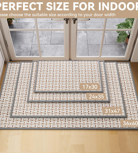 YDKGL Door Mat 17x30 Gray Indoor Dirt Resistant Non-Slip Rubber Backing