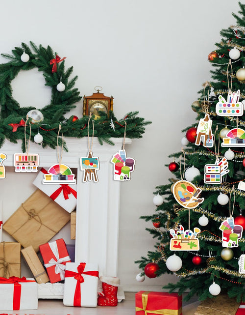 Load image into Gallery viewer, Threehoney 48Pc Wooden Christmas Ornaments Painting Tools Colorful 2.36-2.76in
