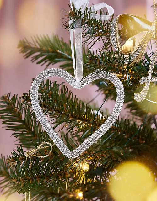 Load image into Gallery viewer, Mrchtmas Christmas Silver Bow Ornament 2025 Heart Rhinestones 1 Pc
