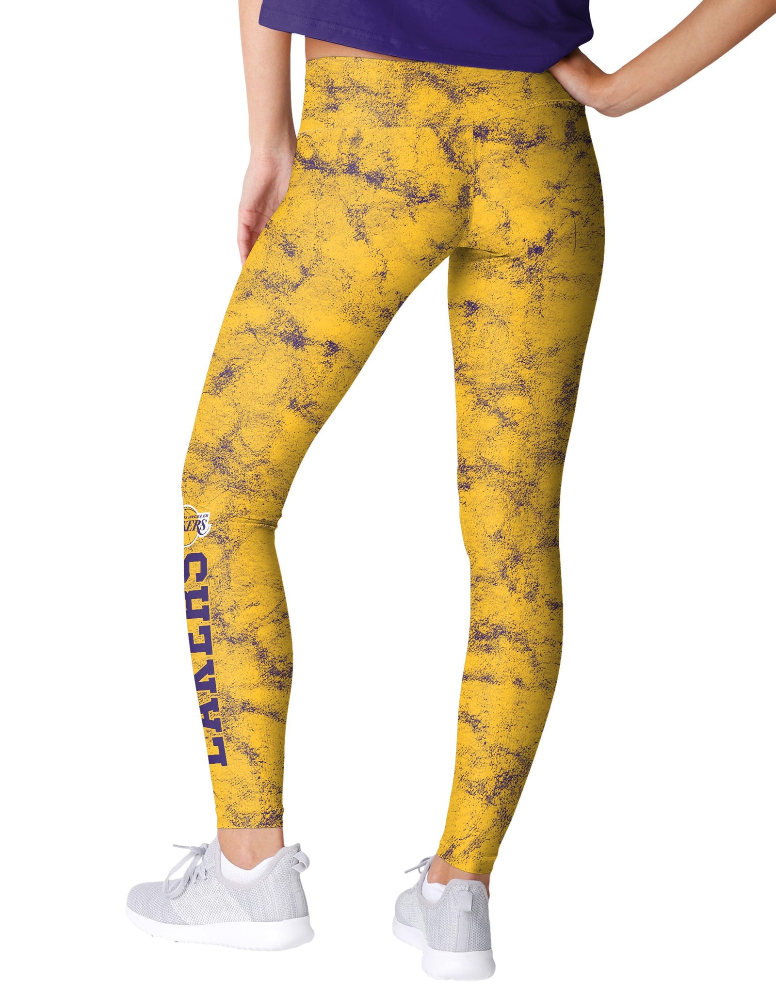 FOCO Los Angeles Lakers NBA Womens Team Color Cloud Leggings Yellow and Purple M