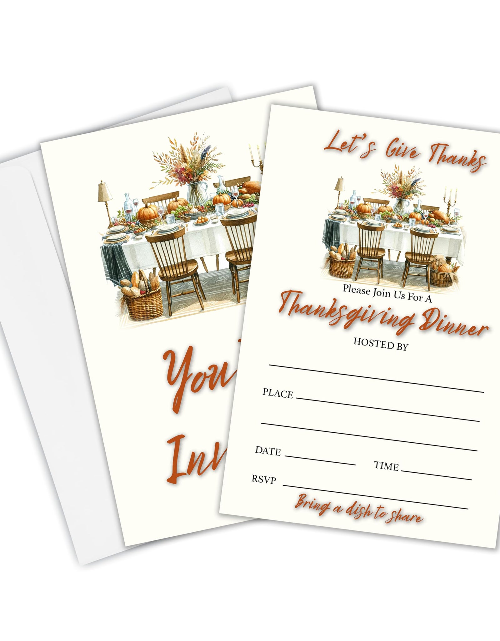 Yhtmbf 20 Thanksgiving Party Invitations with Envelopes 4x6 Let's Give Thanks