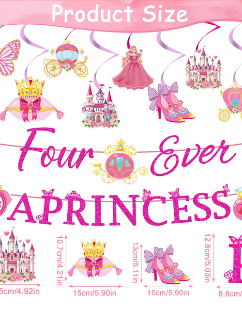 Load image into Gallery viewer, Romart Princess 4th Birthday Party Decorations 2 Banners 8 Swirls Pink Lavender
