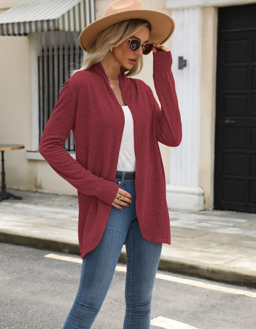 Load image into Gallery viewer, Vanfany Womens Lightweight Open Front Cardigan Knit Burgundy Size XL
