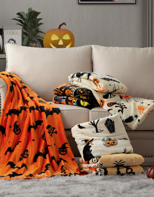 Load image into Gallery viewer, SE SOFTEXLY Ghost Halloween Reversible Pumpkin Fleece Throw Blanket 50x70

