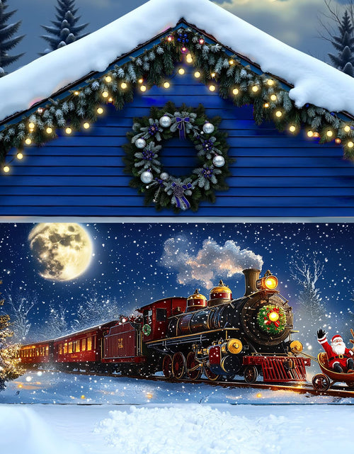 Load image into Gallery viewer, Yomaiha Christmas Santa Garage Door Cover Banner 6x13 ft Red Polyester
