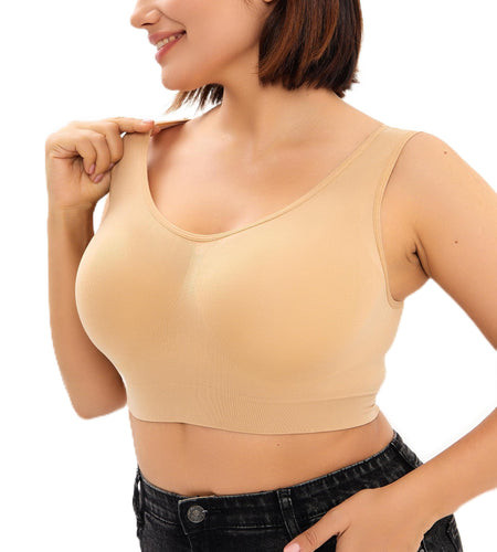 FRAUTAG Womens Seamless Wireless Sports Bra Nude Size XX-Large