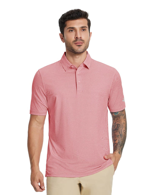 Load image into Gallery viewer, MICHEL ROUEN Men's Dry Fit Golf Polo Shirt Pink Heather Jacquard Size M
