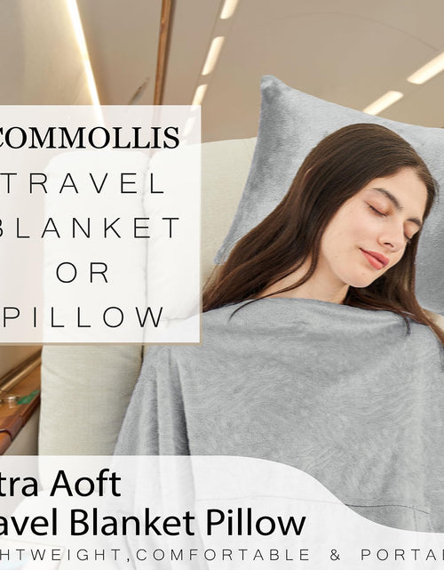 Load image into Gallery viewer, Commollis 2-in-1 Travel Blanket &amp; Pillow Lightgray Compact Warm All-Season
