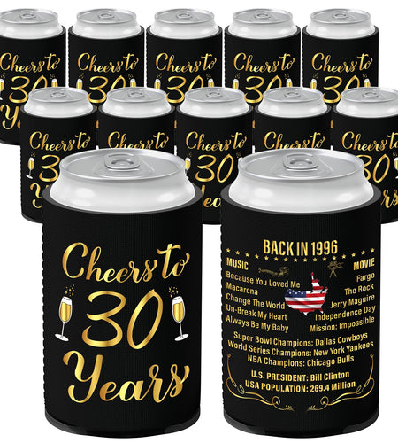Xumbtvs 30th Birthday Decorations Vintage 1996 12 Pcs Neoprene Can Coolers