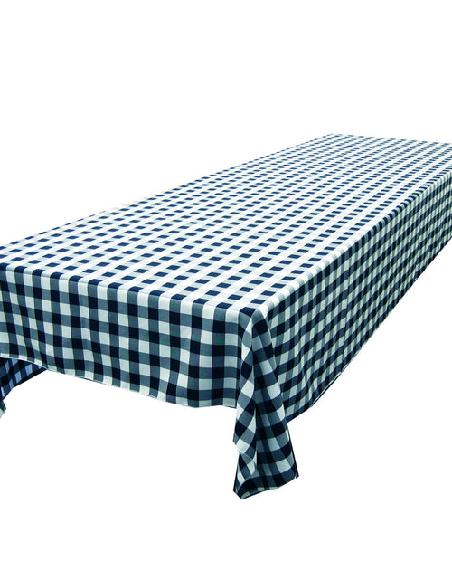 Load image into Gallery viewer, LA Linen Polyester Gingham Checkered Tablecloth 60x84 White Navy
