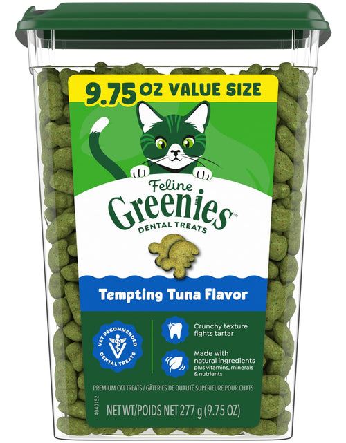 Load image into Gallery viewer, Greenies Cat Treats Adult Natural Dental Tuna Flavor 9.75 oz Tub BEST BY.02/2026
