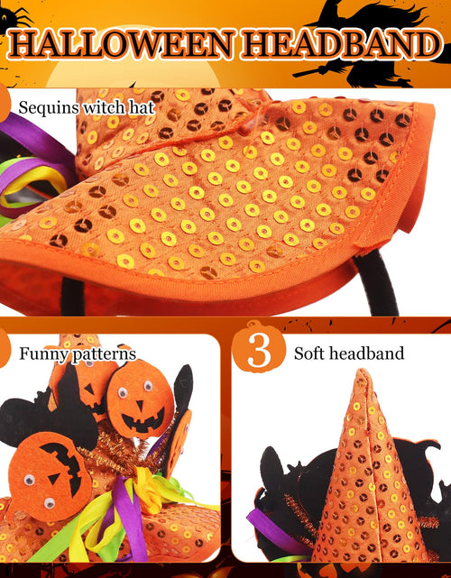 Load image into Gallery viewer, HyperFun Halloween Witch Hat Headband Orange Cartoon Womens Accessory
