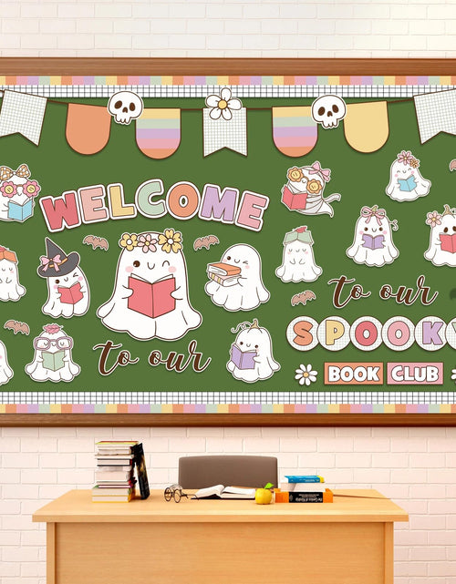 Load image into Gallery viewer, Pasimy Halloween Bulletin Board Set Ghost Paper Cutouts Pastel Boho 70 Pcs
