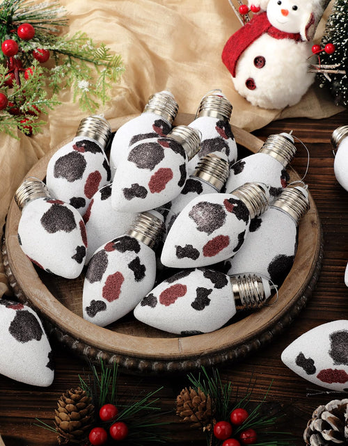 Load image into Gallery viewer, Simgoing 24 Pcs Cow Print Christmas Ornaments 3.15'' Rustic Western Decor
