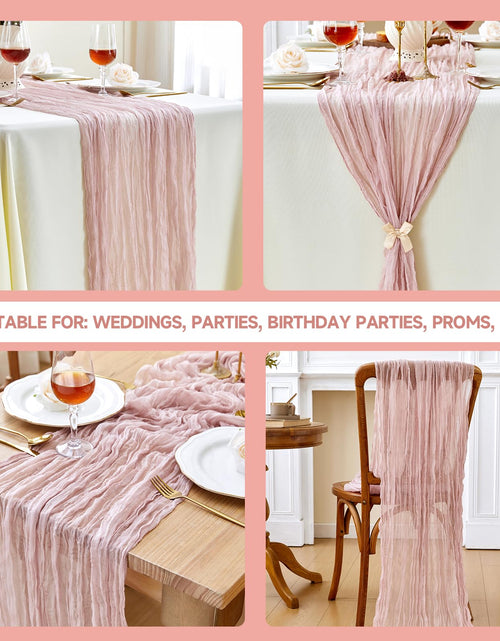 Load image into Gallery viewer, ZKPMJH 6PCS Dusty Pink Cheese Cloth Table Runner 35x120in Boho Gauze
