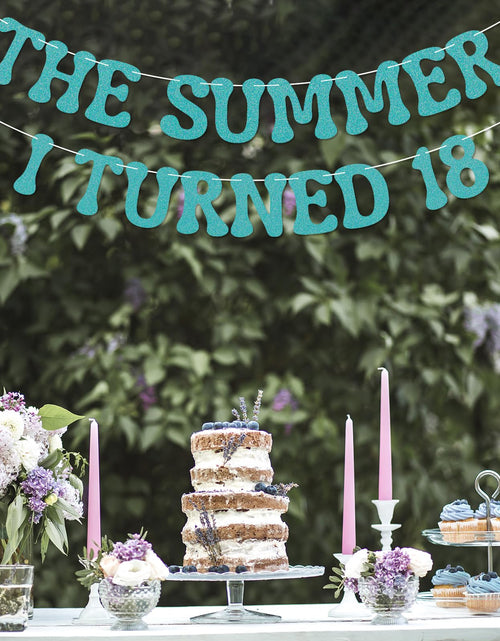 Load image into Gallery viewer, Nesinpa The Summer I Turned 18 Banner Blue Glitter 18th Birthday Party
