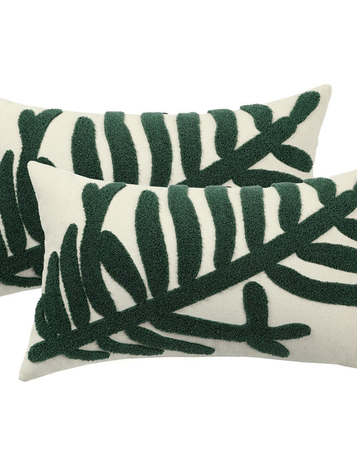 Load image into Gallery viewer, Tosleo 12x20in Green Tropical Leaf Embroidered Pillow Covers 2 Pack
