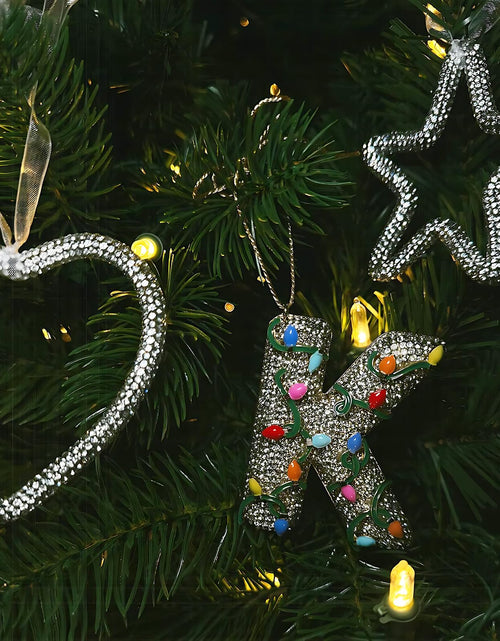 Load image into Gallery viewer, Mrchtmas Christmas Silver Bow Ornament 2025 Heart Rhinestones 1 Pc
