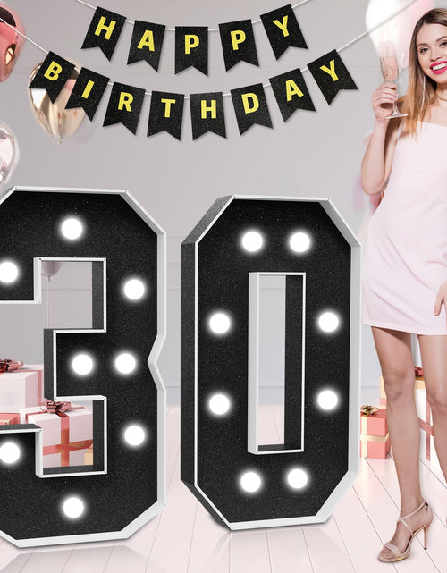 Load image into Gallery viewer, imprsv Marquee Numbers 30th Birthday Light Up Number 30 Black 3ft
