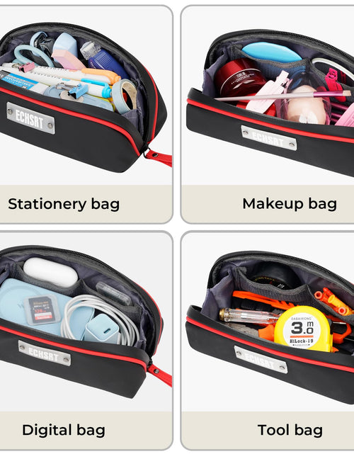 Load image into Gallery viewer, ECHSRT Pencil Case Flat Zipper Organizer Pouch Small Black for Men Women
