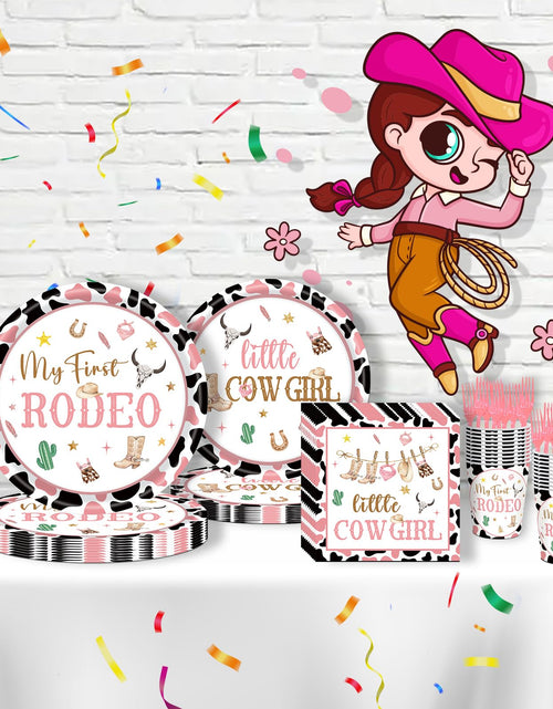 Load image into Gallery viewer, JOYHAPISTAR First Rodeo Birthday Party Supplies Set 120PCS Pink Rustic
