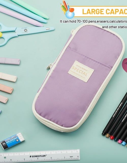 Load image into Gallery viewer, Sonuimy Large Capacity Pencil Case Pouch Zipper Organizer Green
