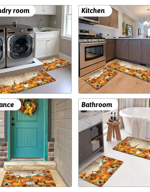 Load image into Gallery viewer, APROPHIC Fall Pumpkin Kitchen Mat Rugs Set of 2 Non Slip Washable 16x24+16x41
