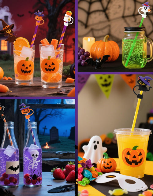 Load image into Gallery viewer, LmashRbaiw 6PCS Silicone Ghost Straw Toppers for Stanley Cups Halloween
